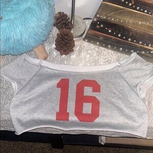 SHEIN Gray Crop Top with Red Number